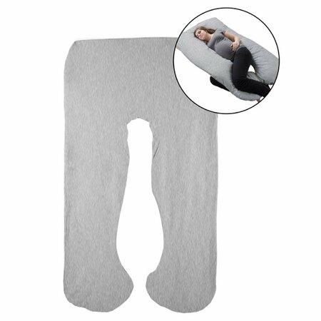 DAPHNES DINNETTE U-Shaped 100 Percent Cotton Jersey Replacement Pillowcase Full Body Pillow Cover - Gray DA3242840